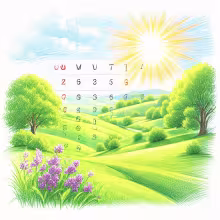 Termine im März mit Sonne und blühenden Blumen 